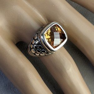 CITRINE STERLING SILVER Square Cut Dot Band Ring
